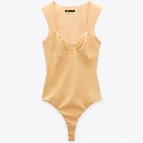 NWT Zara Notch Neck Metal Detail Bodysuit - Picture 3 of 3